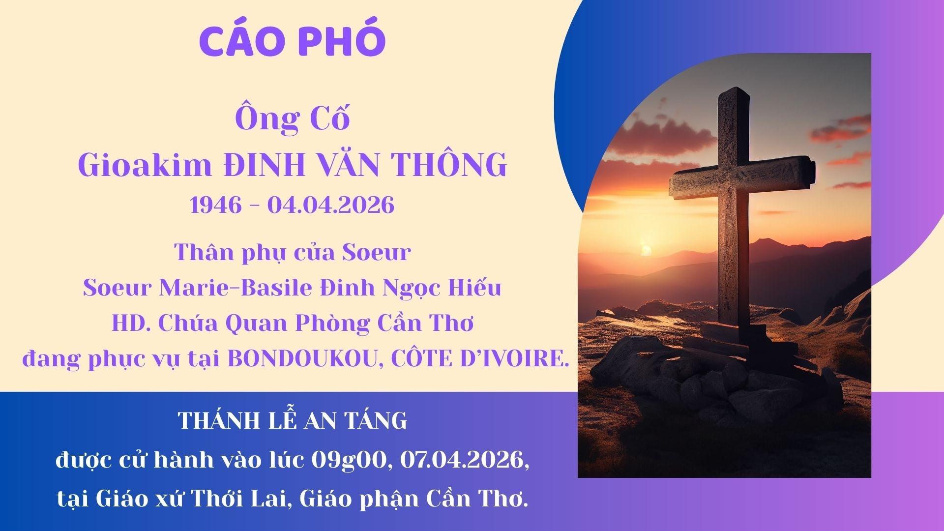 Cáo phó | Ông cố Gioakim Đinh Văn Thông