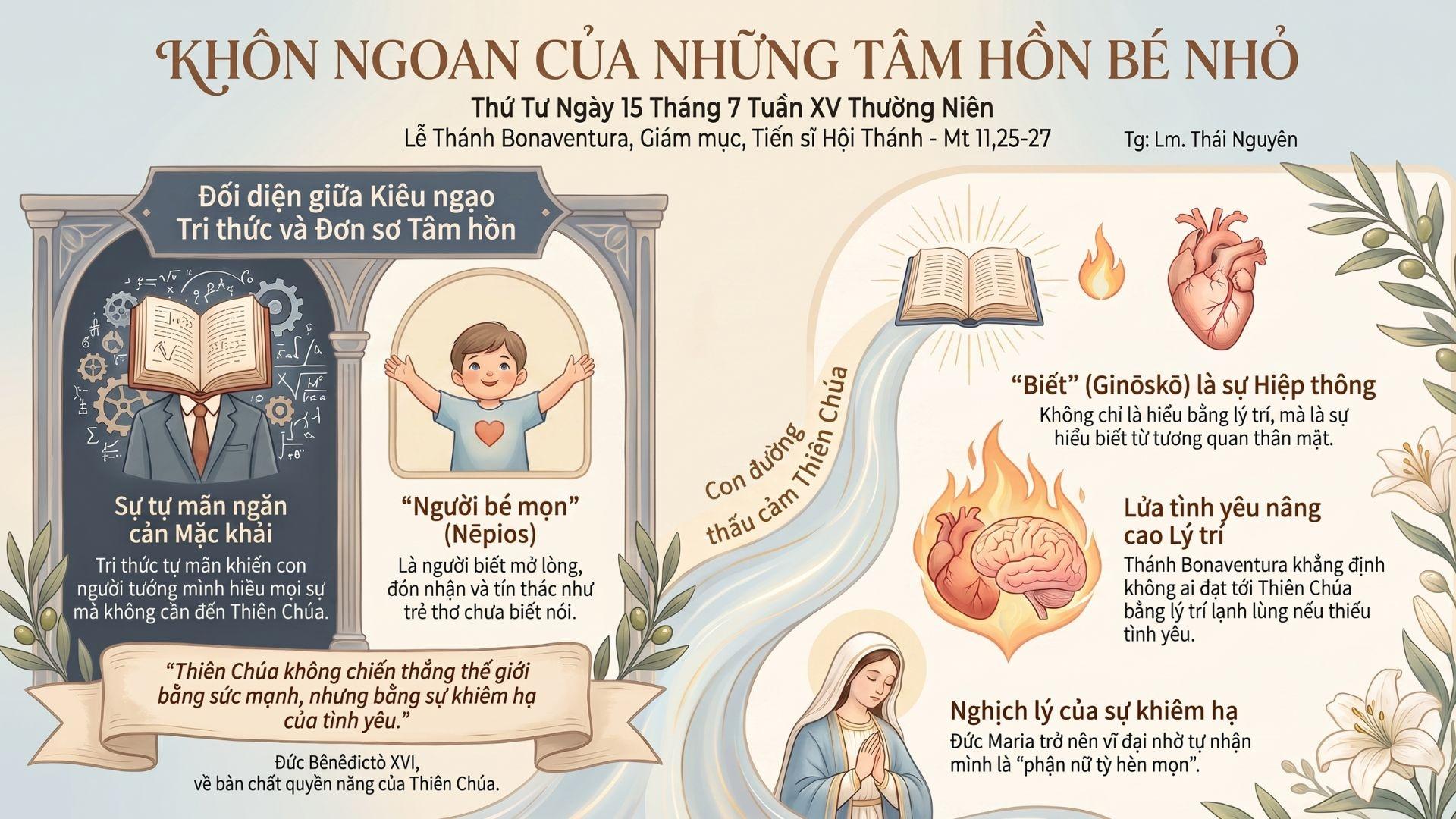 Khôn ngoan của những tâm hồn bé nhỏ | Thứ Tư 15/7 - Lễ Thánh Bonaventura, Giám mục, Tiến sĩ Hội Thánh - Mt 11,25-27
