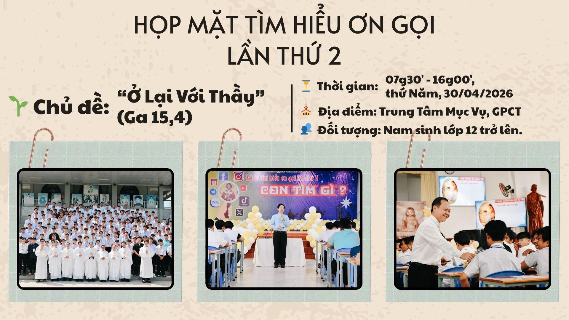 Thông báo: Họp mặt Ơn gọi - lần thứ 2