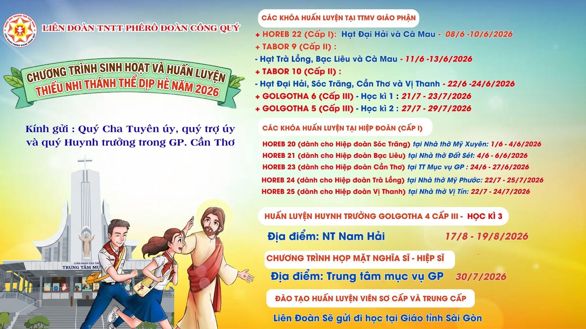 Thông báo: Chương trình sinh hoạt của ban Thiếu nhi Thánh Thể năm 2026