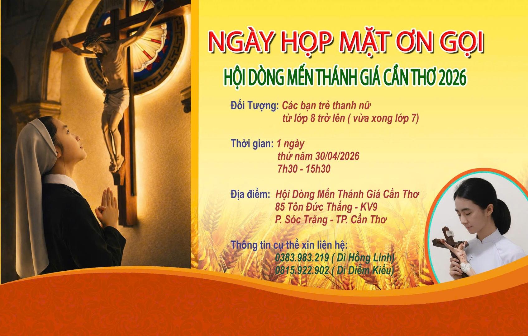Hội dòng Mến Thánh Giá Cần Thơ | Thư mời tham dự họp mặt Ơn gọi năm 2026