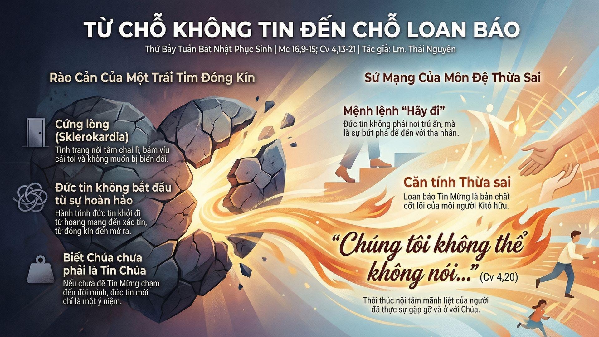 Từ chỗ không tin đến chỗ loan báo | Thứ Bảy Tuần Bát Nhật Phục Sinh | Mc 16,9-15; Cv 4,13-21