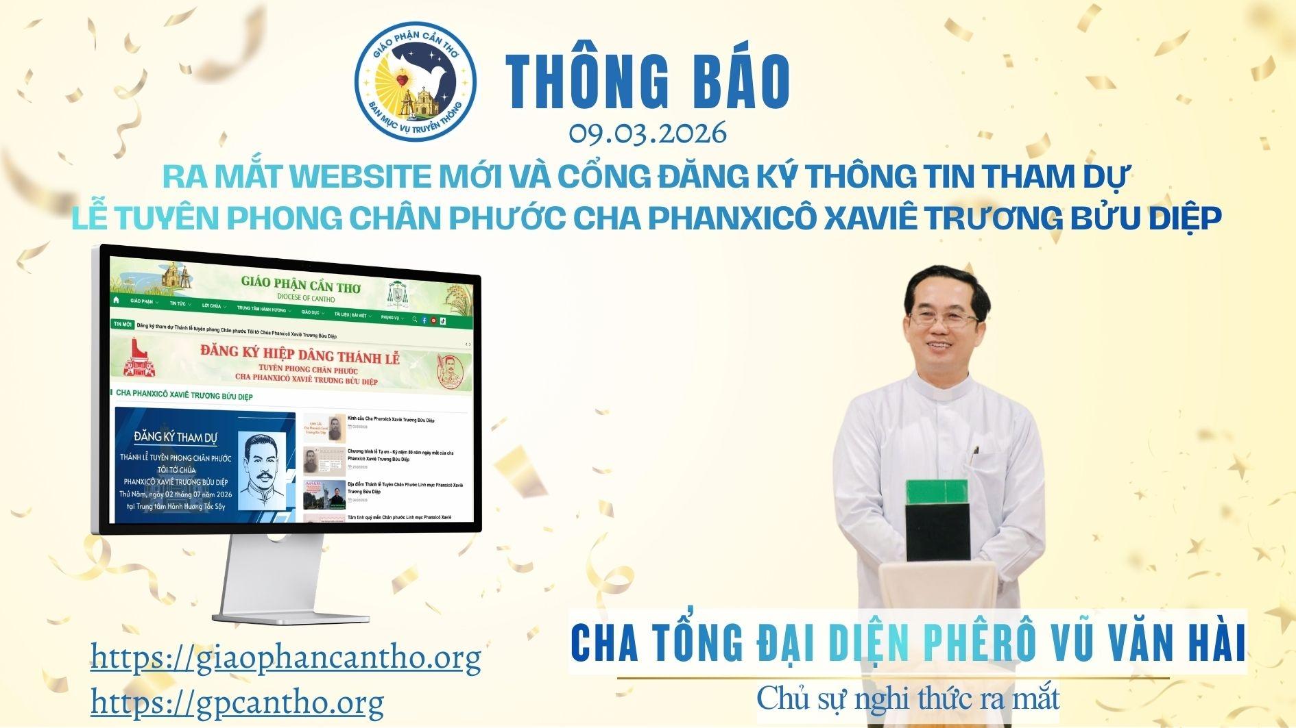 Thông báo: Ra mắt Website mới và các kênh truyền thông chính thức của Giáo phận Cần Thơ