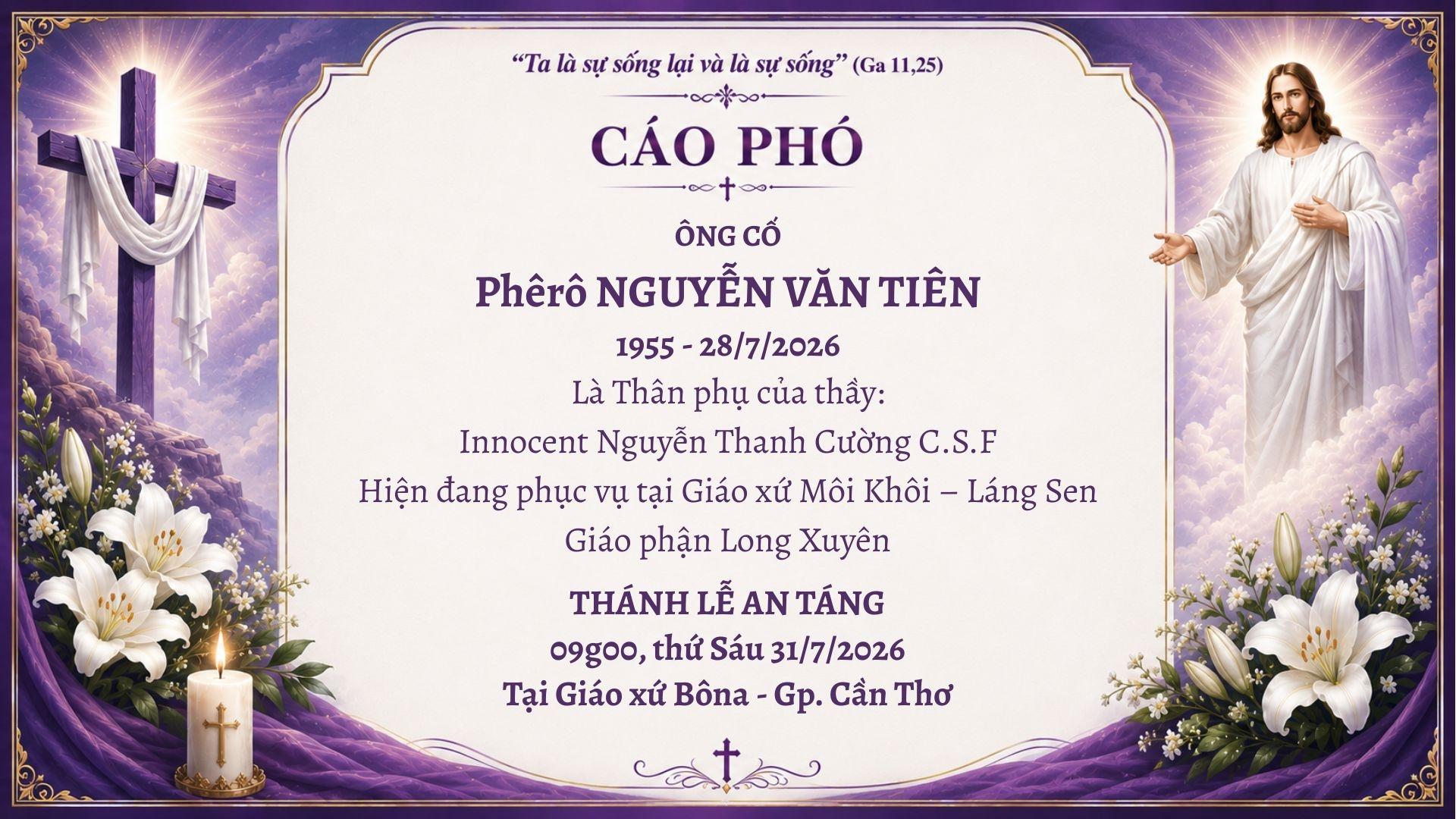 Cáo phó | Ông cố Phêrô Nguyễn Văn Tiên