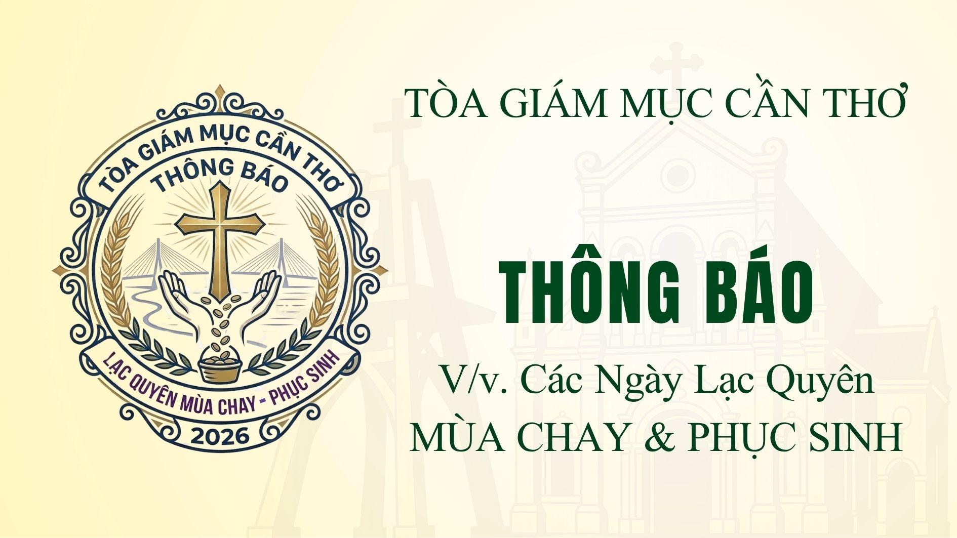 Thông báo: Lạc quyên Mùa Chay và Phục Sinh 2026
