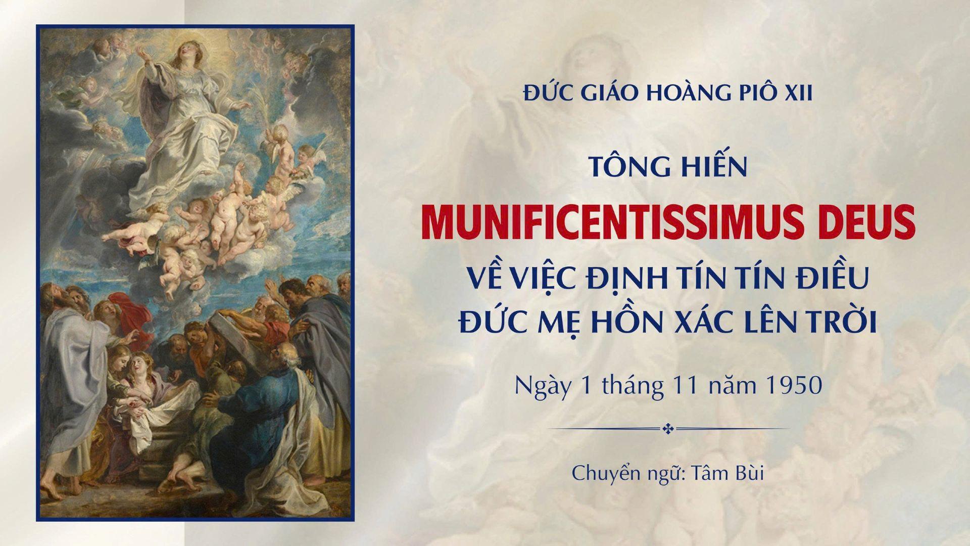 Tông hiến Munificentissimus Deus về việc định tín Tín điều Đức Mẹ Hồn Xác Lên Trời